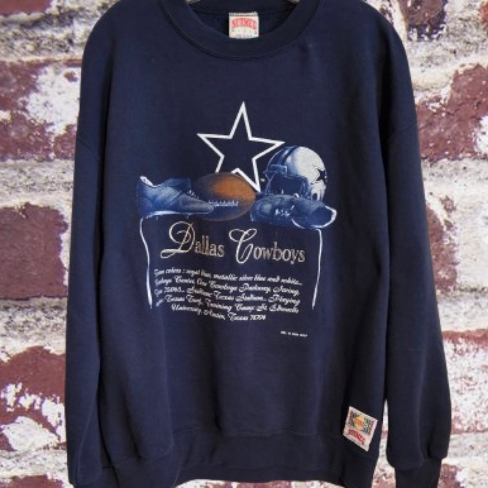 📣 Vintage 90s Dallas Cowboys (stitched in gold thread) Nutmeg Sweatshirt Large